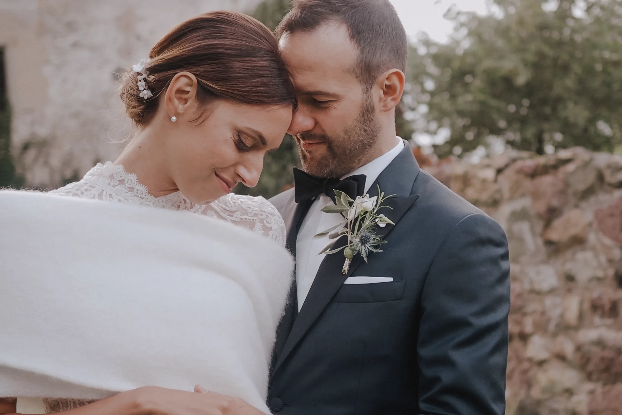 Intimes Porträt eines Hochzeitspaares in Südtirol